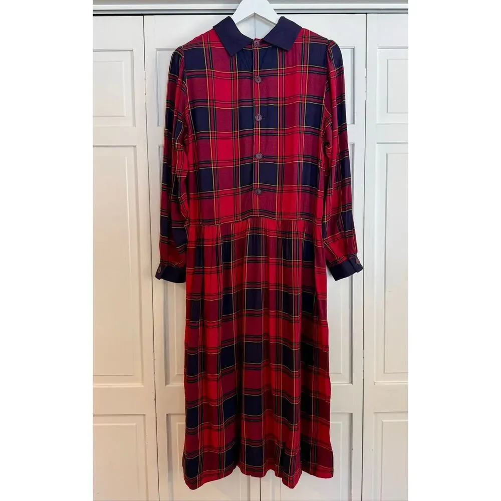 Lanz Vintage plaid Peter pan collar a-line dress size 14